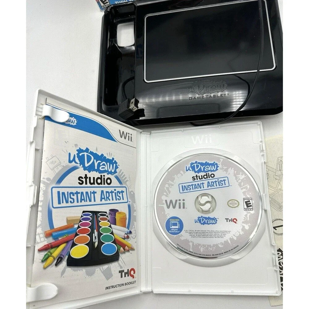 THQ Nintendo Wii uDraw Black Game Tablet w/ Studio Game **UNTESTED**